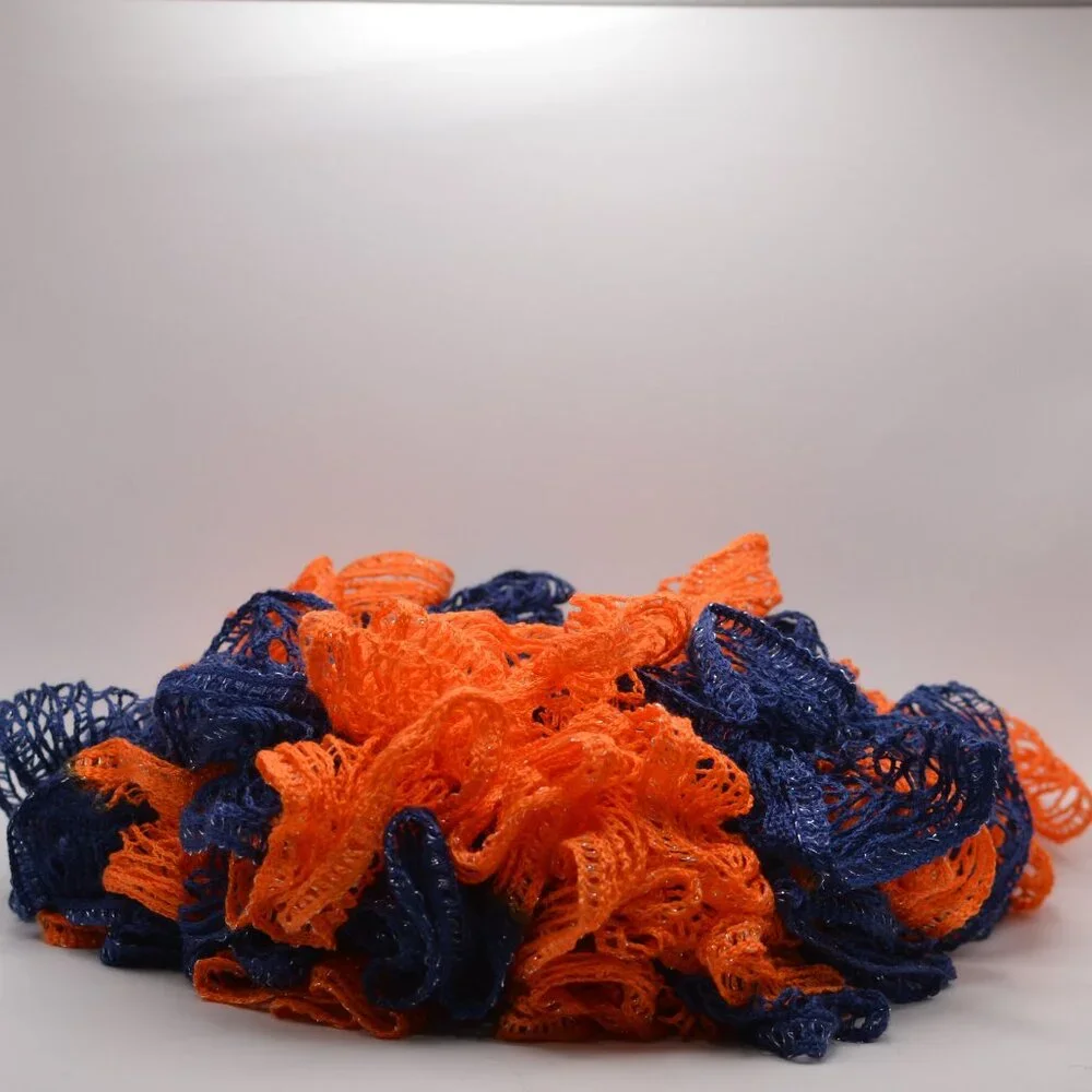Homemade Orange and Blue Ruffle Scarf - Picture 1 of 2